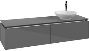 VILLEROY &amp; BOCH Legato závesná skrinka pod umývadlo na dosku (umývadlo vpravo), 2 zásuvky, 1600 x 500 x 380 mm, Glossy Grey, B59700FP