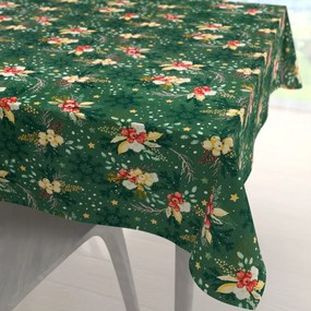 Biante Bavlnený štvorcový obrus Sandra SA-713 Vianočné cezmíny na zelenom 60x60 cm