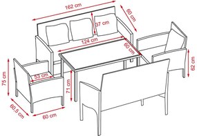 Ratanová záhradná súprava BRIXEN - Hnedá