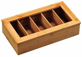 Kesper 58900 Organizér na čaje bambus, 5 priehradok, 36 x 20 x 9 cm