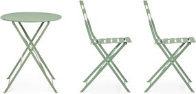 Šalviovozelená oceľová záhradná jedálenská súprava pre 2 Austin – Bizzotto