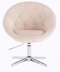 LuxuryForm DESIGN Kreslo VERA VELUR na striebornom kríži - krémové
