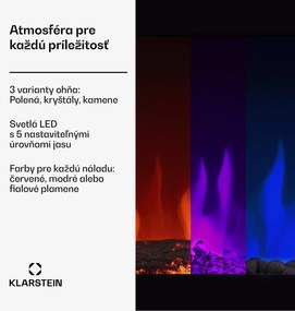 Klarstein Galeras Smart Inteligentný elektrický krb, 2 nastavenia teploty, 16 - 30°| LED ilúzia plameňa, Možnosť pripojenia k IOT