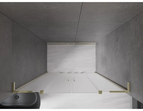 Mexen Velar L Duo, posuvné sprchové dvere do otvoru 150 cm, 8mm sklo námraza, zlatá lesklá, 871-150-003-32-50