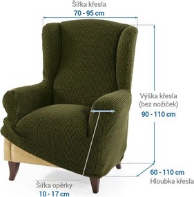 Super strečové poťahy NIAGARA zelená kreslo ušiak (š. 70 - 95 cm)