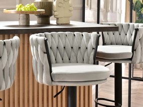 Dizajnová barová otočná stolička EMILY šedá s čiernou nohou