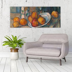 Obraz - Paul Cézanne, Still Life with Milk Jug and Fruit, reprodukcia (120x50 cm)