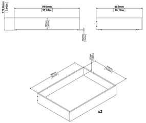 Čierne zásuvky pod posteľ v súprave 2 ks 90x190/140x190 cm Naia – Tvilum