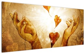 Obraz - Maľba rúk plných lásky (120x50 cm)