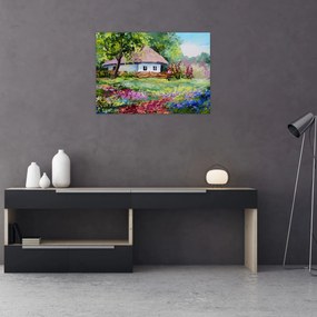Sklenený obraz - Chalupa (70x50 cm)
