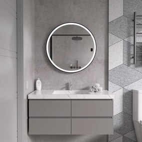 Erga Olivia, okrúhle LED zrkadlo 70cm, čierny kovový rám, 1610 lm, 6500K, predné osvetlenie, ERG-V01-202-7070-BK