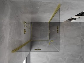 Mexen Mist-F Duo, skladací sprchový kút 90 x 90 cm, číre sklo, zlatý matný profil, 8A6-090L-090P-55-00