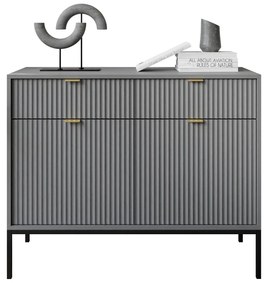 KOMODA VIGGO ŠEDÁ + ČIERNY PODSTAVEC 104 cm