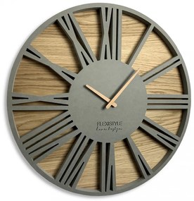 Sivé hodiny na stebu z kvalitného dreva Priemer 50 cm