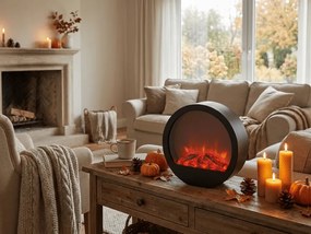 LED dekorácia okrúhly krb COZY WARM 35x34,5 cm, čierny
