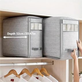 eCarla Textilný box na uskladnenie posteľnej bielizne a oblečenia, sivý COCK 52 x 44 x 30 cm