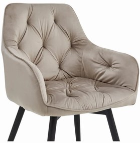 Set dvoch jedálenských otočných stoličiek JORK360 zamatové, tmavobéžové (čierne nohy) 2 ks