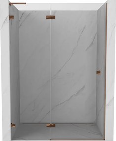 Mexen Lunar L, ľavé otočné sprchové dvere 140 cm, 8mm číre sklo, ružové zlato profil, 834L-140-000-60-00-L