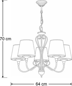 Brilagi - Luster na reťazi SONIA 5xE27/15W/230V pr. 64 cm krémová/patina