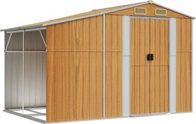 vidaXL Záhradná kôlňa svetlohnedé 277x192,5x179 cm pozinkovaná oceľ