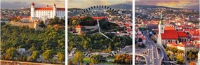 Obraz - Panorama Bratislavy, Slovensko (s hodinami) (90x30 cm)