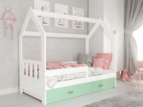 Detská posteľ Domček 160x80 D3C biela s roštem