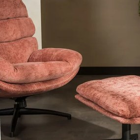 Otočné kreslo s podnožkou, ružové DEFIT