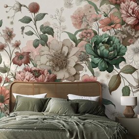 Tapeta vintage pastelové kvety