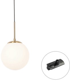 Závesná lampa Art Deco zlatá s opálovým sklom vrátane čierneho adaptéra na koľajnicu 1-fázová - Iconic Flore
