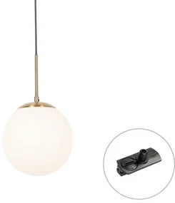 Závesná lampa Art Deco zlatá s opálovým sklom vrátane čierneho adaptéra na koľajnicu 1-fázová - Iconic Flore