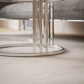 OKRÚHLY KONFERENČNÝ STOLÍK 2v1 LEONARDO 2 CHRÓM + ČIERNE SKLO