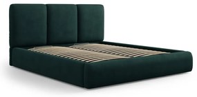 Tmavozelená čalúnená dvojlôžková posteľ s úložným priestorom s roštom 160x200 cm Brody – Mazzini Beds