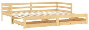 vidaXL Rozkladacia denná posteľ 2x(90x200) cm, borovicový masív