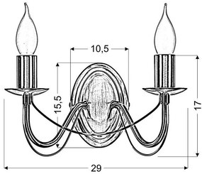 Candellux Patinové nástenné svietidlo Muza pre žiarovku 2x E14 22-69156