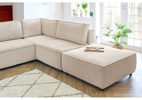 Krémovobiela menčestrová rohová pohovka (pravý roh/do tvaru "U") Nihad modular – Bobochic Paris