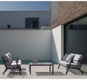 Sivý hliníkový záhradný lounge set pre 4 Harley – Bizzotto