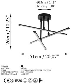 Čierne LED stropné svietidlo 26x51 cm Ledflower – Opviq lights