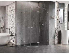 Mexen Lunar, pravý polkruhový sprchový kút 80 x 70 cm, 8mm číre sklo, oceľový profil, 833-080P-070L-97-00