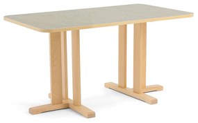 Stôl KUPOL, obdĺžnik, 1400x800x720 mm, linoleum - šedá, breza