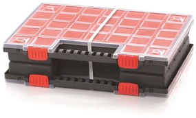 Dvojkufríkový organizér 39,9 × 30,3 × 10 cm, krabičky, červená