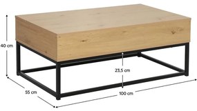 Konferenčný stolík Lendemain (dub + čierna) (s úl. priestorom). Vlastná spoľahlivá doprava až k Vám domov. 1116406