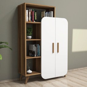 Könyvespolc Form - Walnut, White