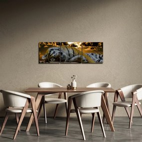 Obraz spiaceho tigra (s hodinami) (90x30 cm)