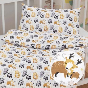 Biante Detské bavlnené posteľné obliečky do postieľky Sandra SA-223 Zvieratká s mláďátkami Do postieľky 90x130 a 40x60 cm