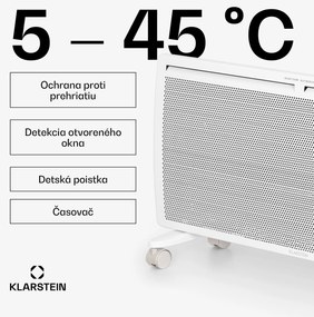Klarstein Hot Spot Slimcurve Double Wave, konvektor, ohrievač 2 v 1, 2000 W, týždenný časovač, biely