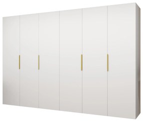Šatníková skriňa 300 cm Mirabella 1 (biela + zlatá). Vlastná spoľahlivá doprava až k Vám domov. 1126384