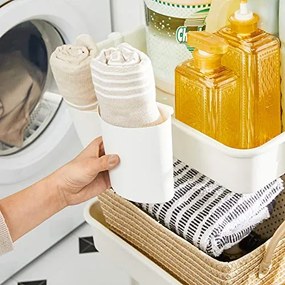 Mobilný vozík na kolieskach s 3 úložnými policami, s rukoväťou, biely