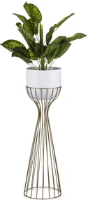 KOVOVÝ KVETINÁČ SO STOJANOM GLAM 68X20 CM BIELA/ZLATÁ