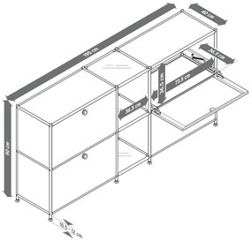 Kovová odkladacia skrinka »CN3« so 4 výklopnými priehradkami, sivá