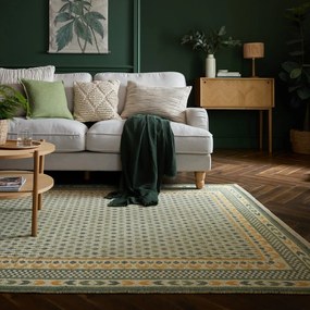 Zelený koberec s prímesou juty 200x290 cm Mara Jute Border – Flair Rugs